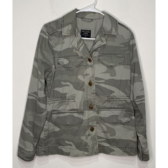 Abercrombie & Fitch Women's Military Jacket Gray Camo Size Small - Picture 1 of 6